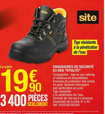 Brico Dépôt Chaussures de Securite S3 Sra Ryolite offre