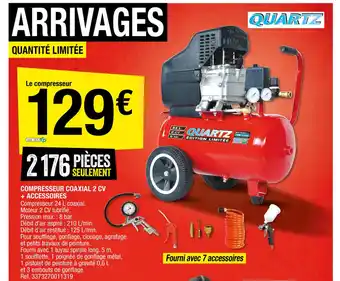 Brico Dépôt Compresseur Coaxial 2cv +Accessoires offre