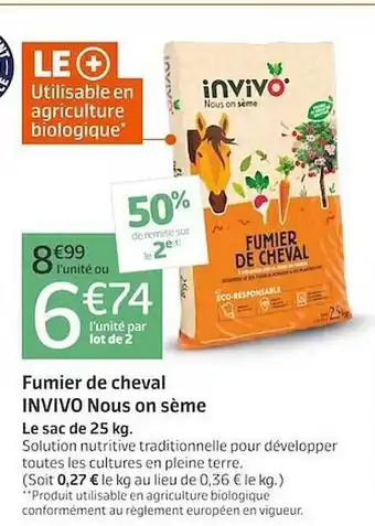 Jardiland Fumier de cheval invivo nous on sème offre