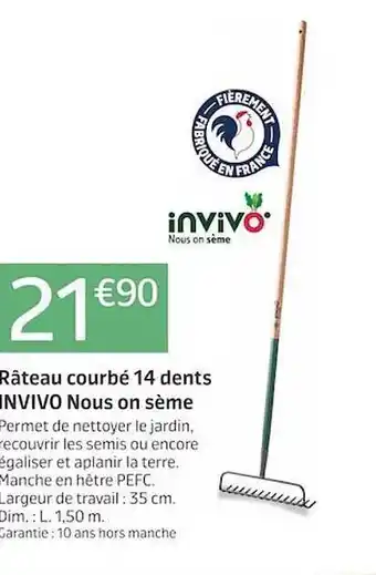 Jardiland Râteau courbé 14 dents invivo nous on sème offre