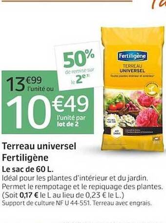 Jardiland Terreau universel fertiligène offre