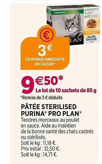 Delbard Pâtées sterilised purina pro plan offre