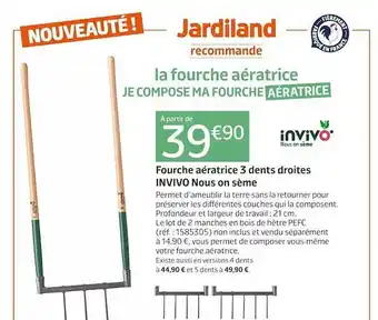 Jardiland Fourche aératrice 3 dents droites invivo nous on sème offre