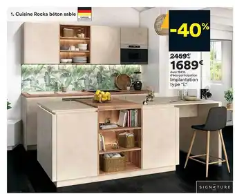 BUT Cuisine rocka béton sable, implantation type offre