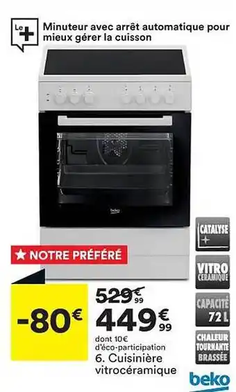 BUT Cuisinière vitrocéramique beko offre