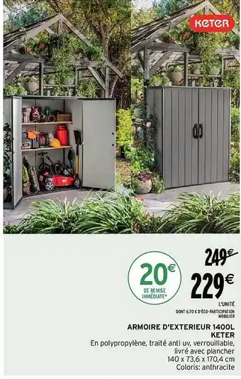 Intermarché Armoire d'extérieur 1400 l keter offre