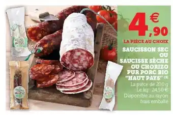 Super U Saucisson sed ou Saucisse sèche offre