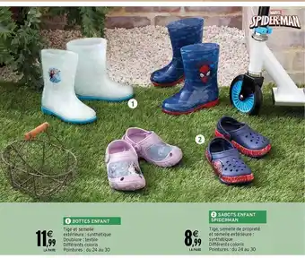 Intermarché Bottes enfant, sabots enfant spiderman offre