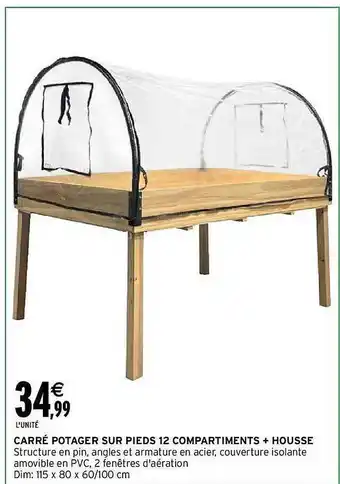 Intermarché Carré potager sur pieds 12 compartiments + housse offre