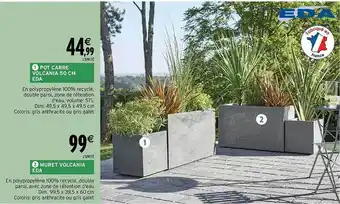 Intermarché Pot carré volcania 50 cm eda, muret volcania eda offre