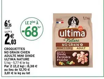 Intermarché Croquettes no grain chien adulte mini dinde ultima nature offre