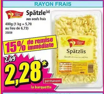 Norma Spätzle les régions à table offre