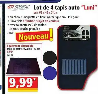 Norma Lot de 4 tapis auto offre