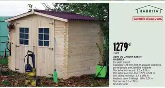 Abri de jardin 6,16 m² habrita