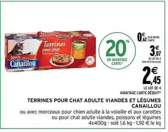 Intermarché Terrines pour chat adulte viandes et légumes canaillou offre