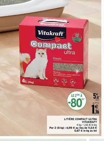 Intermarché Litière compact ultra vitakraft offre