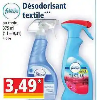 Norma Désodorisant textile febreze offre