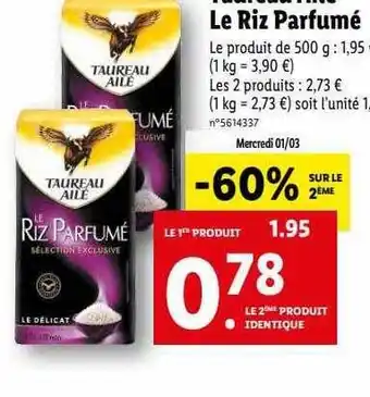 Lidl Le riz parfumé taureau ailé offre