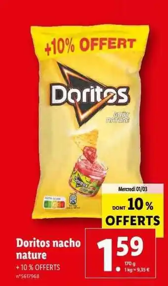 Lidl Doritos nacho nature offre