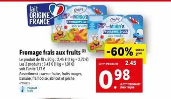 Lidl Fromage frais aux fruits envia offre