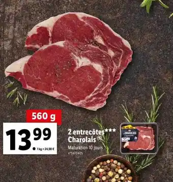 Lidl 2 entrecôtes*** charolais offre