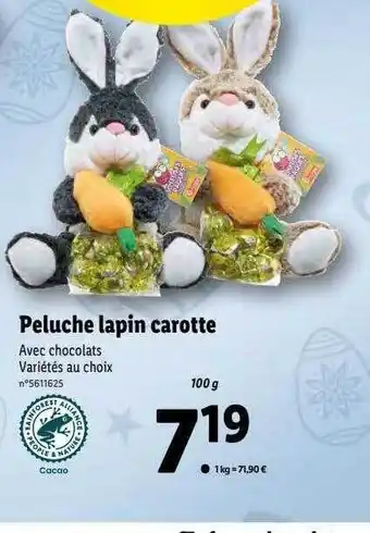 Lidl Peluche lapin carotte offre