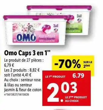 Lidl Omo caps 3 en 1 offre