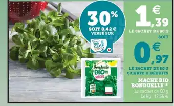 Super U Mâche Bio Bonduelle offre