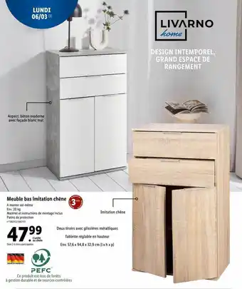 Lidl Meuble bas imitation chêne livarno home offre