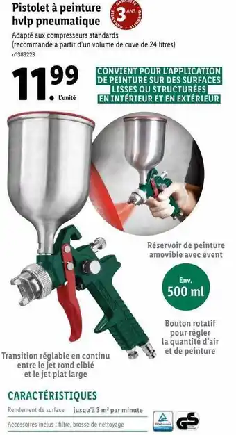 Lidl Pistolet à peinture hvlp pneumatique offre