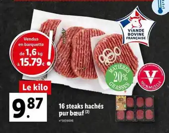 Lidl 16 steaks hachés pur bœuf offre
