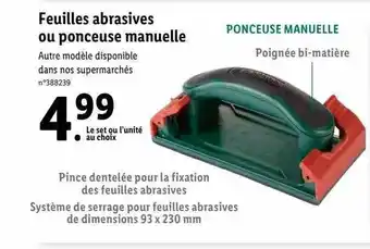 Lidl Feuilles abrasives ou ponceuse manuelle offre