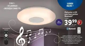 Lidl Plafonnier à led avec haut-parleur bluetooth offre