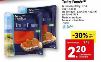 Lidl Truite fumée nautica offre