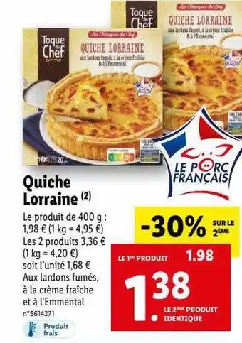 Lidl Quiche lorraine toque du chef offre
