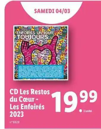 Cd les restos du cœur - les enfoirés 2023