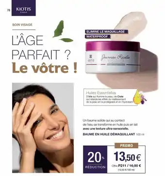 Stanhome Baume en huile démaquillant kiotis paris offre