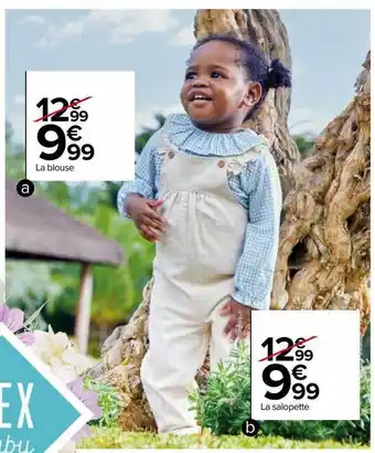 Carrefour La blouse la salopette tex baby offre
