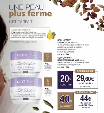Stanhome Soin liftant fermeté jour, soin confort raffermissant nuit kiotis offre