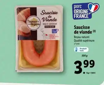 Lidl Saucisse de viande saveurs de nos régions offre