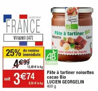 Cora x Carrefour Pâte à tartiner aux noisettes offre