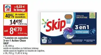 Cora x Carrefour Lessive en capsules skip offre