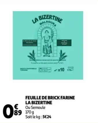 Auchan Feuille de brick farine LA BIZERTINE offre