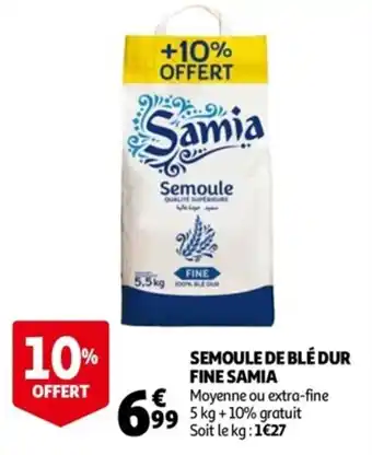 Auchan Semoule de blé dur fine SAMIA offre