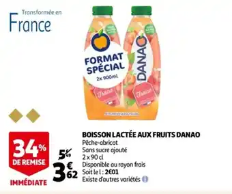 Auchan Boisson lactée aux fruits DANAO offre