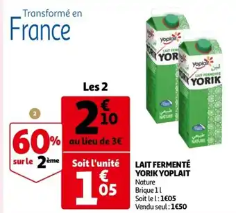 Auchan Lait fermenté yorik yoplait offre