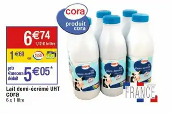 Cora x Carrefour Lait demi-écrémé UHT CORA offre