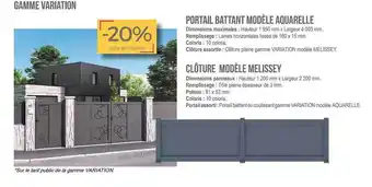 Gamme variation : portail battant modĂšle aquarelle, clĂŽture modĂšle melissey