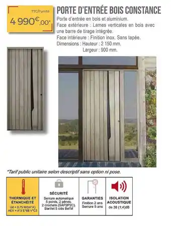 BigMat Porte d'entrée bois constance offre