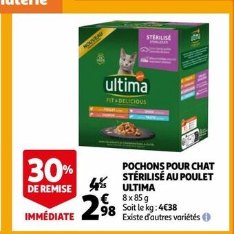 Auchan Pochons pour chat stérilisé au poulet ultima offre